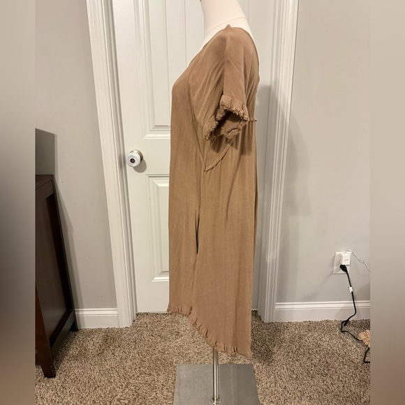 Umgee Tan High-Low Fringe Hem Dress - Picture 2 of 11